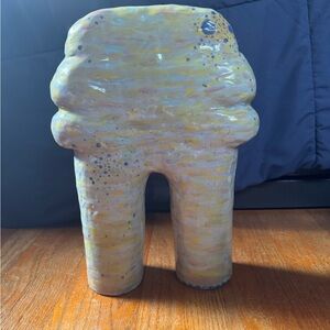 Abstract Yellow Ceramic Sculpture